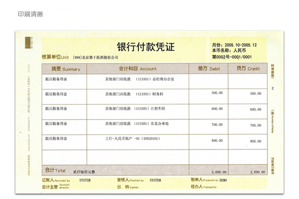 激光金额记账凭证发票版